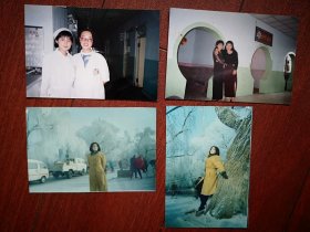 90年代初吉林市某医院女护士照片四张(吉林市江边雾凇雪景)