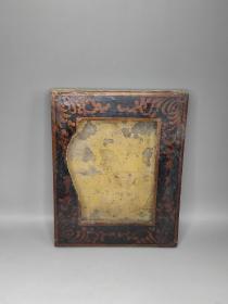 清代漆器，老木框，木盒子。描金。老榫卯。长22cm 宽17.5cm 高3cm。