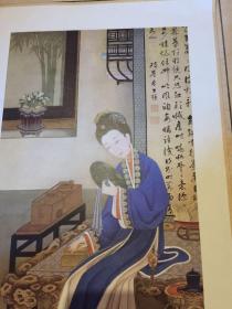 仕女挂画（印刷品）尺寸：34*18.2CM