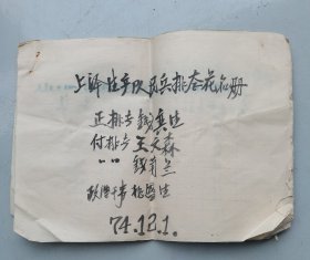 歙县璜口乡胡埠口大队上泽生产队民兵排花名册（1974.12.1）