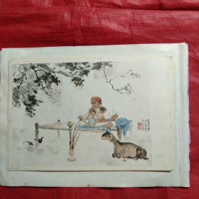 年画缩样:《雪天驮运》《石鲁在印度的速写/明信片10张【个人装订n】》《花好月圆对双双》《春色》15张合售