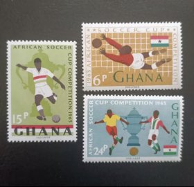 mjl04K加纳邮票1965年 非洲足球锦标赛 新 3全 2枚有压痕