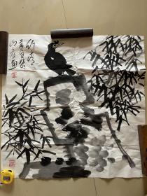 姚山晨写意花鸟字画水墨国画书画作品斗方软片