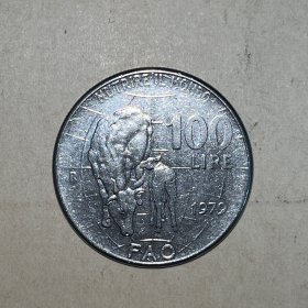 意大利1979年100里拉 老牛美女纪念币 27.8mm不锈钢硬币 钱币