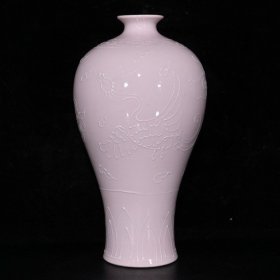 大明永乐红胎雕刻凤纹夜光梅瓶（22×11.5cm）