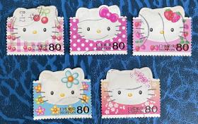 日本邮票信销，G9，HelloKitty 凯蒂猫，5全