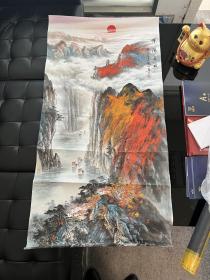 实力画家国家一级美术师李仙山精品山水138*68cm《紫阳高照》保真 手绘取自画家本人 李可染再传弟子