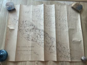 1879年原版石印地图 崇明教堂教会分布图 一 张 尺寸 约为 58. *47 厘米