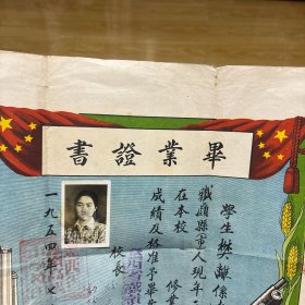 1954年毕业证书（品相如图，介意者慎拍）