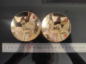 日本24K镀金 总重：133g。、直径7cm，做工精湛 工艺精良 底款“24KGP”.039。