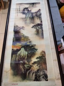 张洪千写松荫楼台图年画。92/35