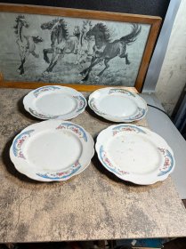 80年代，山东临沂，23厘米花边盘子4只合售y