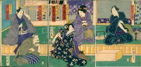 国周【処女評判善悪鏡】三枚续 役者絵