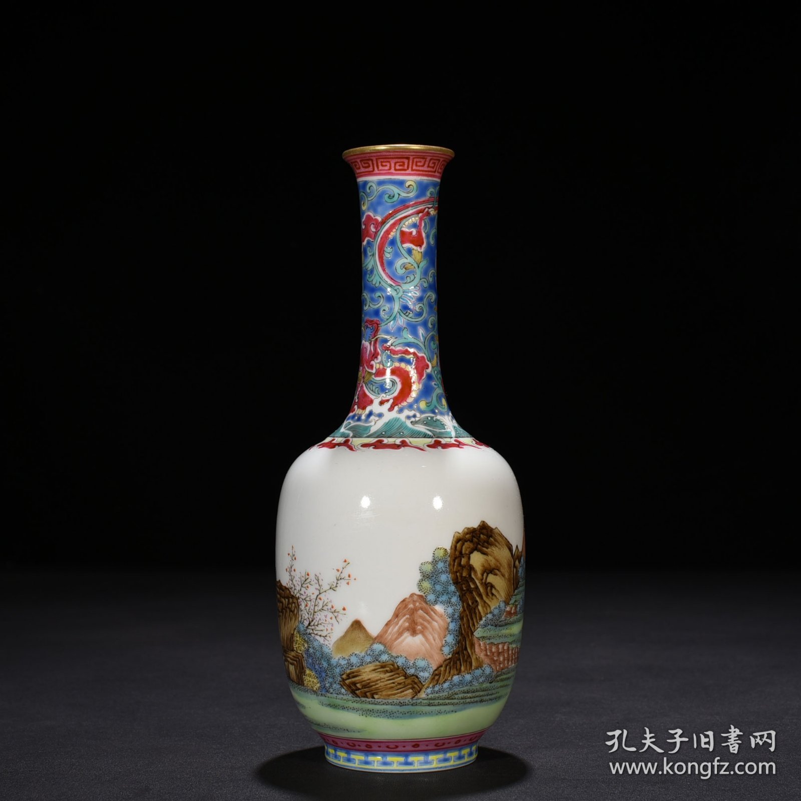 清雍正珐琅彩西洋人物纹瓶 22*8.5厘米