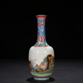 清雍正珐琅彩西洋人物纹瓶 22*8.5厘米