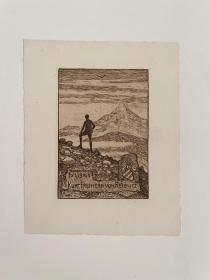 德国艺术大师海因里希·沃格勒Heinrich Vogeler（1872-1942）藏书票 德国藏书票 铜版藏书票
画心：8x5.6cm