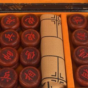 缅甸花梨象棋单面体手工雕老式象棋高档双面刻字中国象棋