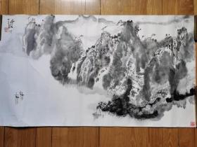 张汀水墨《山水》作品一帧。