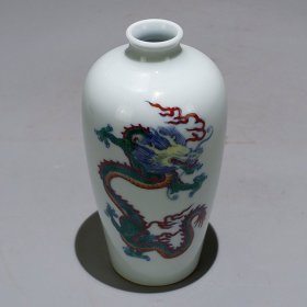 青花斗彩龙纹复口梅瓶