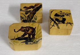 早期出口的首饰盒图案熊猫大象松鼠有底款中国制造