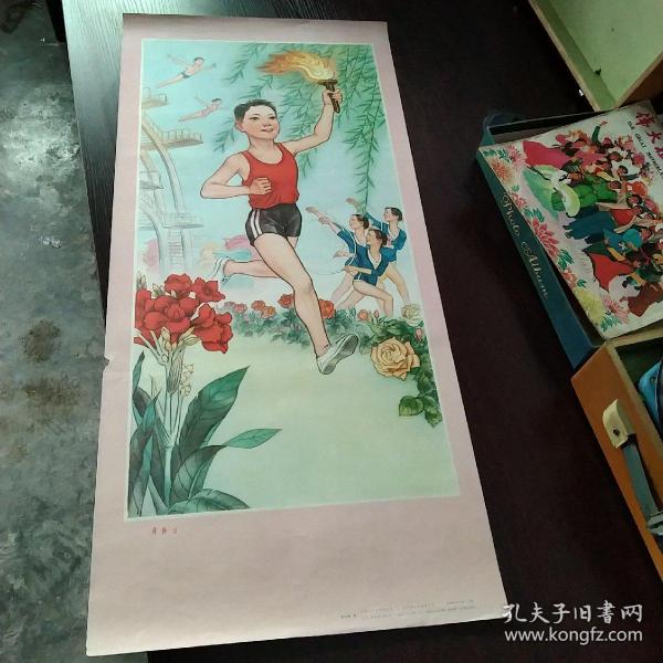 3开条屏老画两张:有体力，有道德，江苏人民出版社1983年一版一印，尺寸77/35公分。