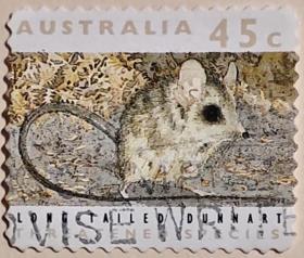 澳大利亚邮票 1枚 Long-tailed Dunnart 长尾袋貂 濒危物种／信销票 艺术收藏品