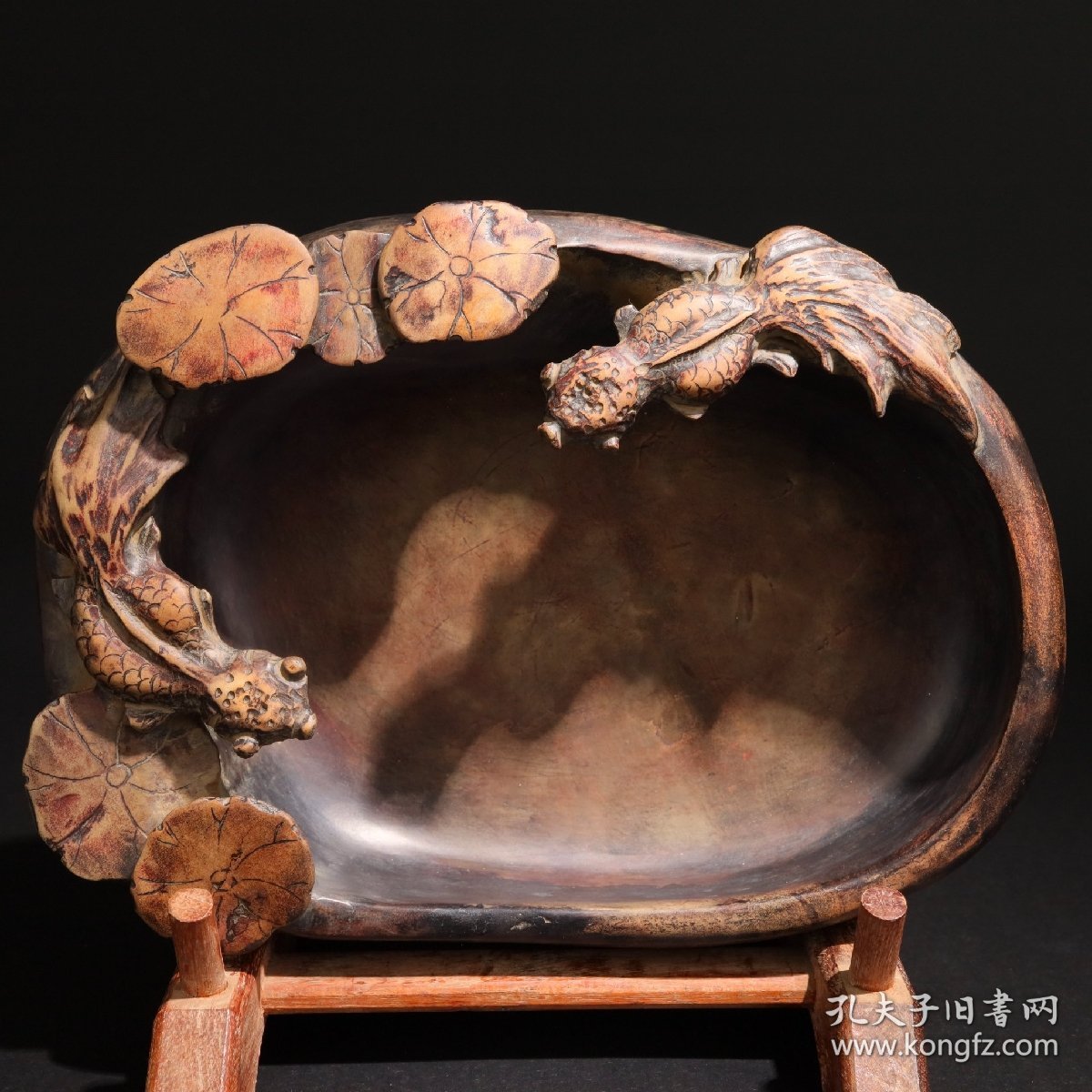 旧藏 端石墨海：金玉满堂款：丁易