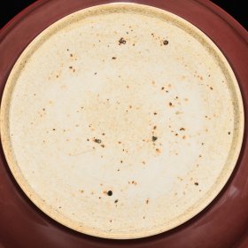 旧藏 明永乐祭红釉雕刻麒麟龙纹盘 高5.8厘米 宽32厘米