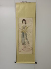 三尺立轴国画《仕女图》（手绘）