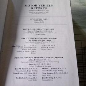 MOTOR VEHICLE REPORTS Third Series/Troisième série Recueil de jurisprudence en droit des véhicules à moteur CONSOLIDATED INDEX (Third Series) Volumes 26-50