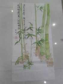 喜欢这种绿竹，地方名家精品大幅国画，自鉴，骑自行车下乡高价收到老国画心98+50厘米！