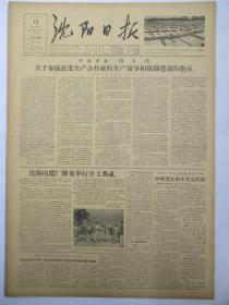 50年代旧报纸 沈阳日报 1956年9月13日（生产合作社组织建设的指示）