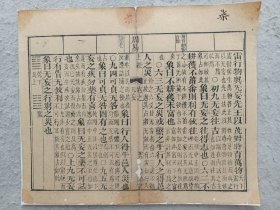 古籍散页《周易》 一页，页码49，尺寸31.5*25.5厘米，这是一张木刻本古籍散页，不是一本书，轻微破损缺纸，已经手工托纸。
