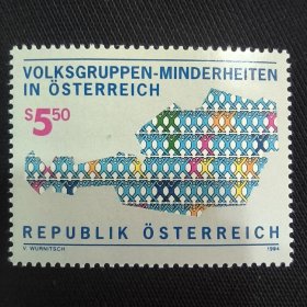 OX406奥地利 1994 奥地利少数民族 地图 外国邮票 1全 新