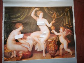 1991年挂历 (单张)世界名画(艺术人体油画)，巜梳妆中的维纳斯》，52X76cm