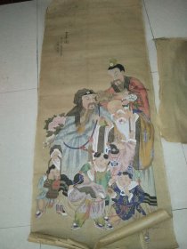 特价优惠处理绢本老年画，共计12张，每两张一个题材168*80厘米