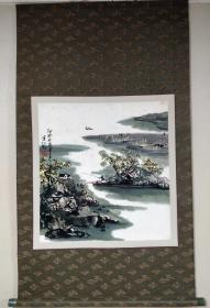 王少忠山水挂轴《秋水共长天一色》