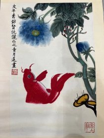 童月莲《富贵连年》尺寸68/44，
1923年生于浙江慈溪，唐云、吴湖帆、张大千弟子，梅景书屋和大风堂入室弟子。
保真！