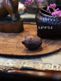 日本回流文房茶室雅器 百年天然石榴风干外皮，内木胎大漆香合 香盒