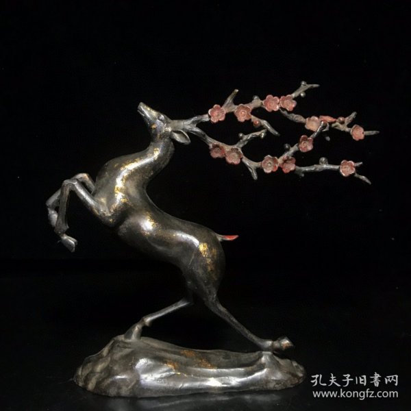 珍藏纯铜点彩梅花鹿摆件一路领先路路亨通生财有路