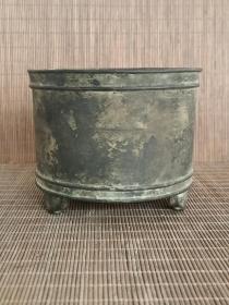 古董  古玩收藏   铜器    铜香炉   尺寸长宽高:11/11/8.6厘米，重量:2.3斤