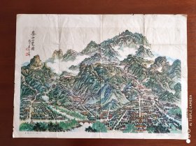 旧地图 泰山一览图 泰山登山路线图 1986年一版一印 52*38厘米