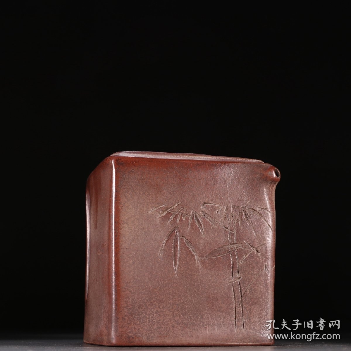 清 杨彭年款紫砂竹纹方壶