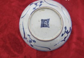 清代中晚期青花瓷手绘花卉图老盘（以图为准）-84317883