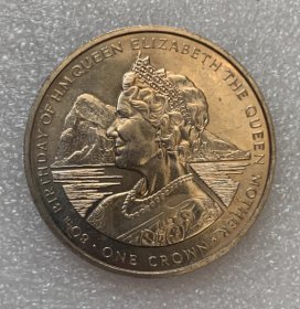 直布罗陀1980年女王母亲80寿辰1克朗纪念币