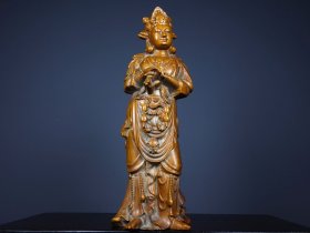 旧藏花梨木雕刻菩萨摆件 尺寸：长8cm宽5cm高14cm 重量：290g