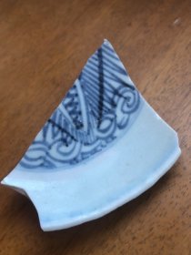清早期凤凰纹青花盘底足瓷片，6、5、3厘米