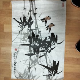 南京著名画家-陆实之《风情竹趣》-68x45cm