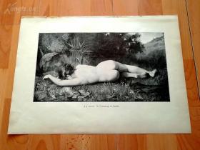 1890年木刻版画《化茧成蝶的仙女》（Die Verwandlung der Nymphe）---40.5*29厘米--木刻艺术欣赏