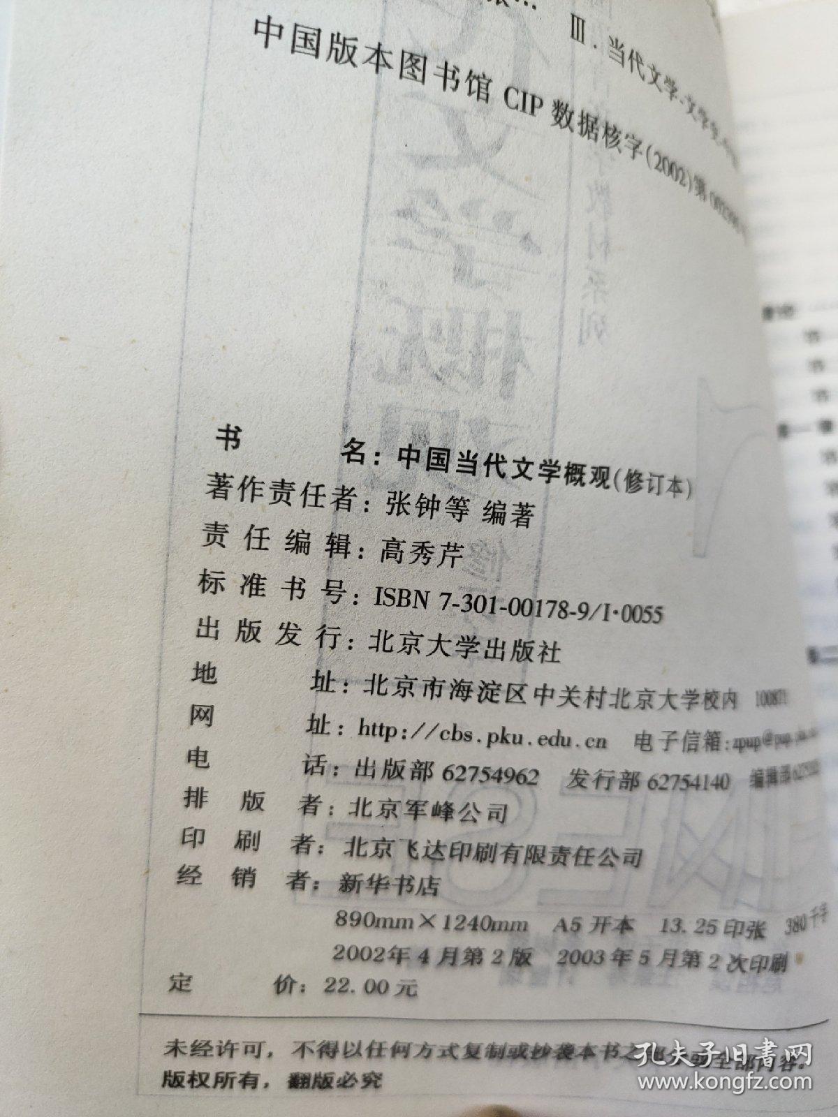 北京大学中国语言文学教材系列：中国当代文学概观